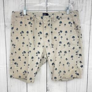 MICHAEL BRANDON (34) Cream Khaki Palm Tree Print Shorts